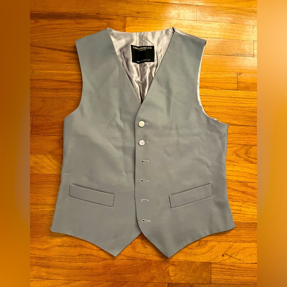 Grey Silver Vest with Pearlescent Buttons